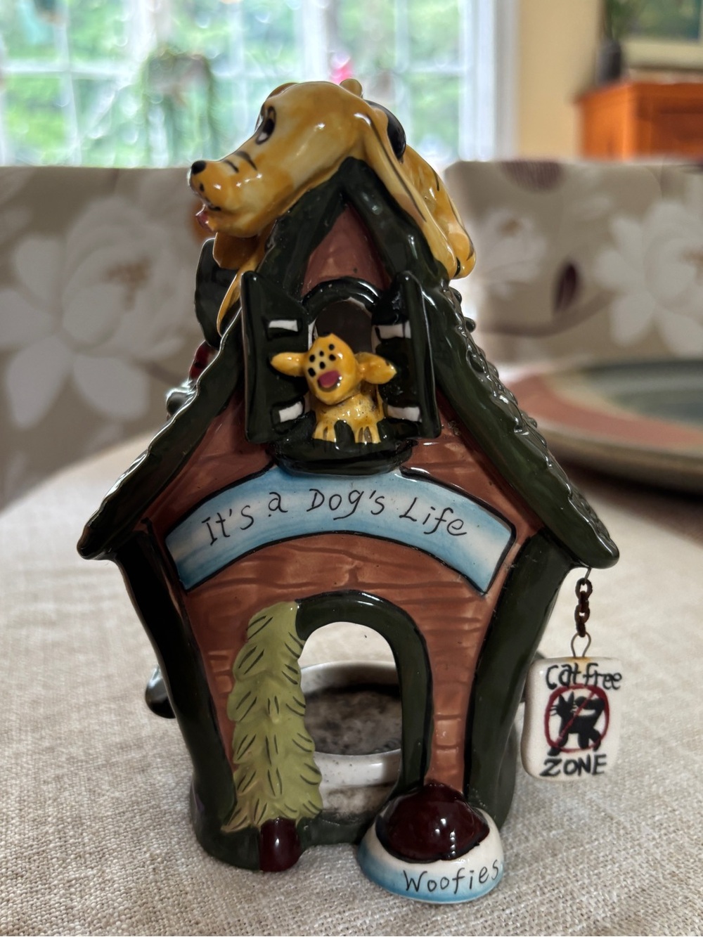 Blue Sky Clayworks It's a Dog's Life Heather Goldminc T-lite Candle Holder, 2009